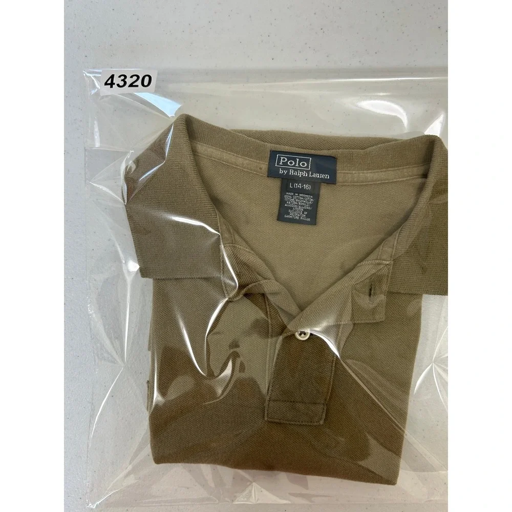 Polo‎ Ralph Lauren Boys L 14-16 Olive Green Pique Short Sleeve Polo Shirt Logo